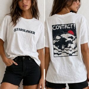 Alternative Apparel Starslinger Graphic Tee M White Double Sided